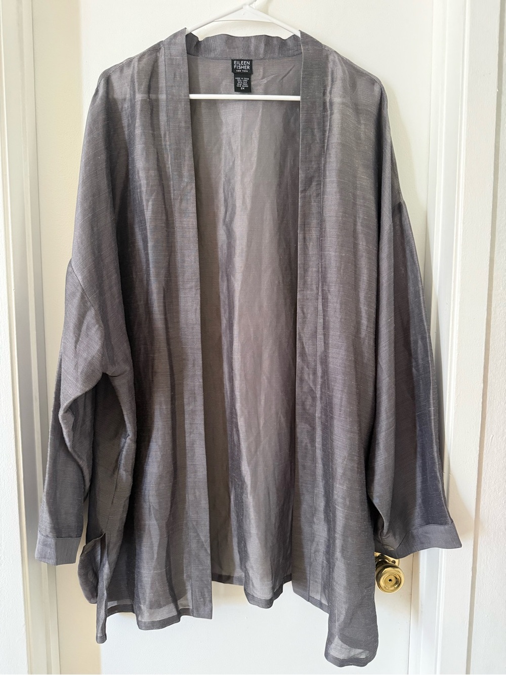 Eileen Fisher Soft Gray Open-Front Draped Jacket